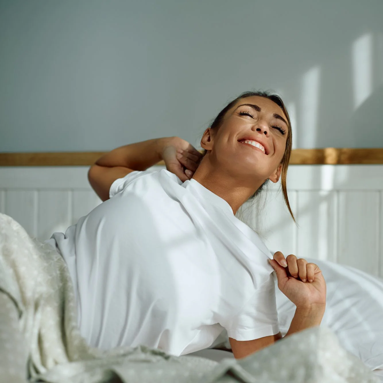 Alert person drinking water